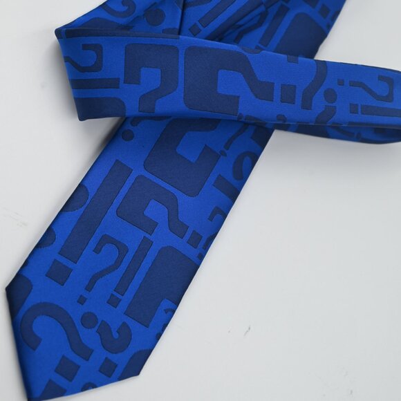 NEW Jeopardy! TV Game Show Man's Question Mark Neck Tie Blue 3x60 Inches - Picture 5 of 5